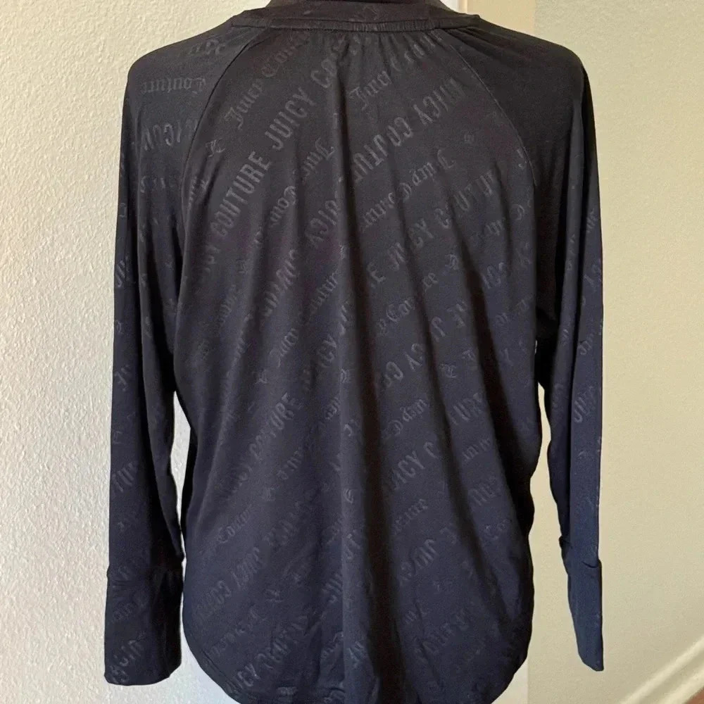 Juicy Couture Jewel Embellished Logo Black Long Sleeve Night Shirt - Picture 3 of 5
